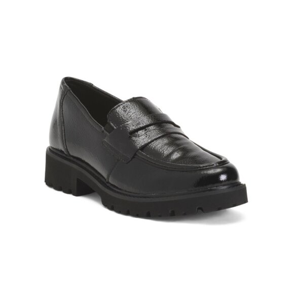 REMONTE Black Crackled Patent Leather Marusha 02 Comfort Loafers